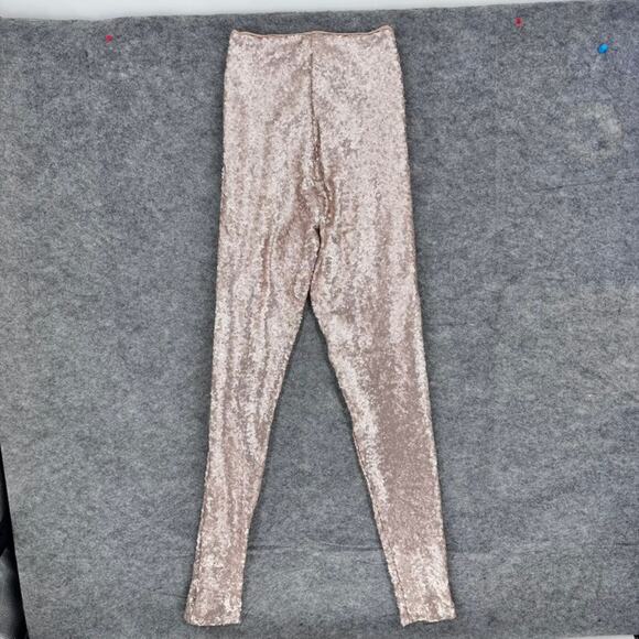 Commando Sequin Leggings Champagne Blush Gold Medium High Waist Slimming - Picture 3 of 5